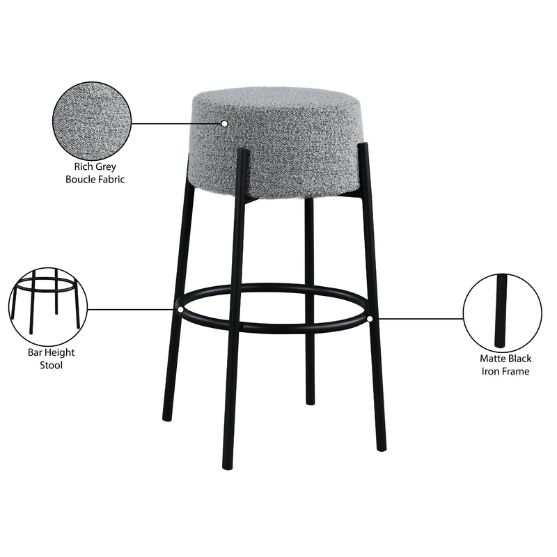 Meridian Avalon Grey Boucle Fabric Bar Stool IMAGE 6