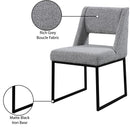 Meridian Jayce Grey Boucle Fabric Dining Chair IMAGE 7