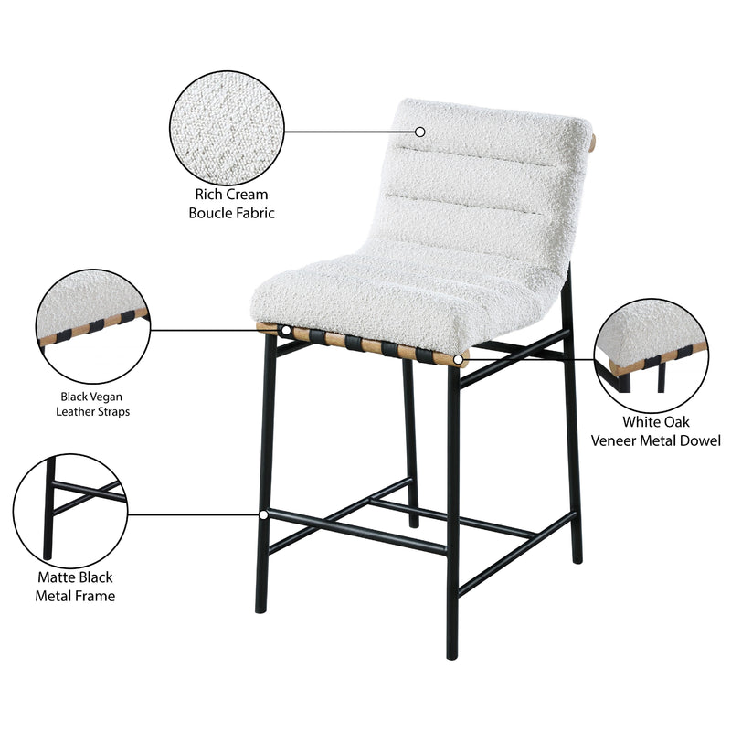 Meridian Burke Cream Boucle Fabric Counter Stool IMAGE 8