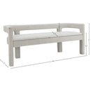 Meridian Athena Cream Boucle Fabric Bench IMAGE 6