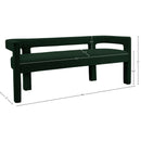 Meridian Athena Green Boucle Fabric Bench IMAGE 6