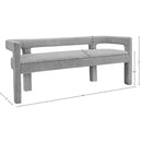 Meridian Athena Grey Boucle Fabric Bench IMAGE 6