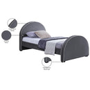Meridian Brody Grey Velvet Twin Bed IMAGE 8