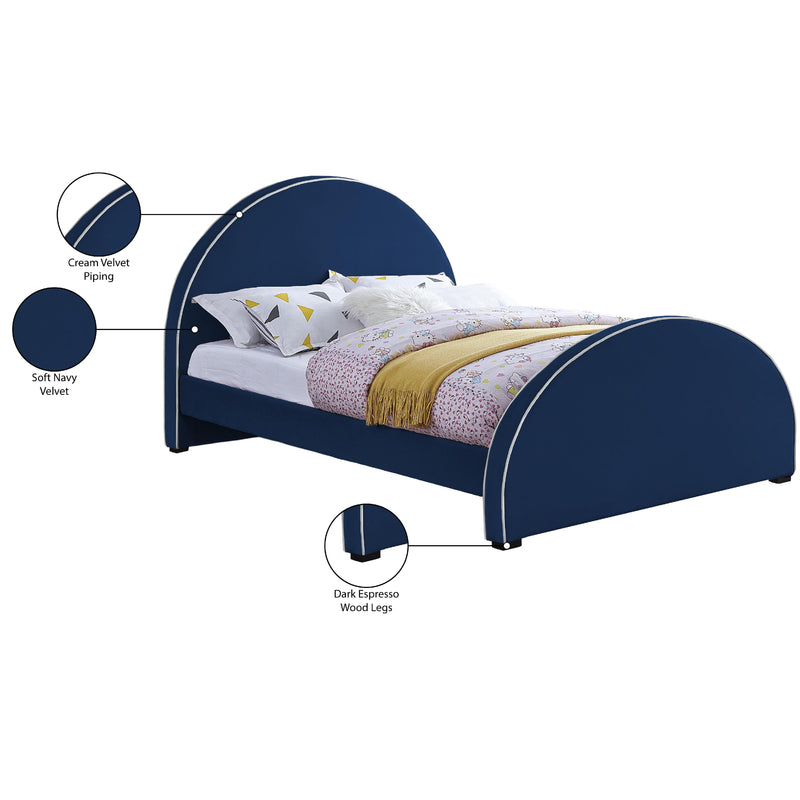 Meridian Brody Navy Velvet Queen Bed IMAGE 8