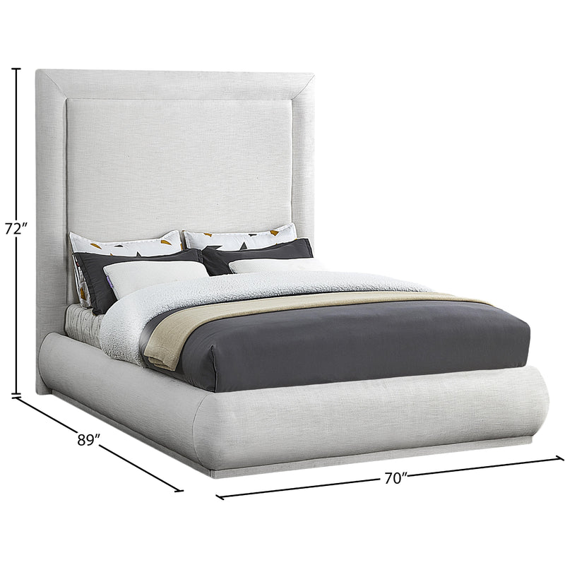 Meridian Brooke Cream Linen Textured Fabric Queen Bed IMAGE 8