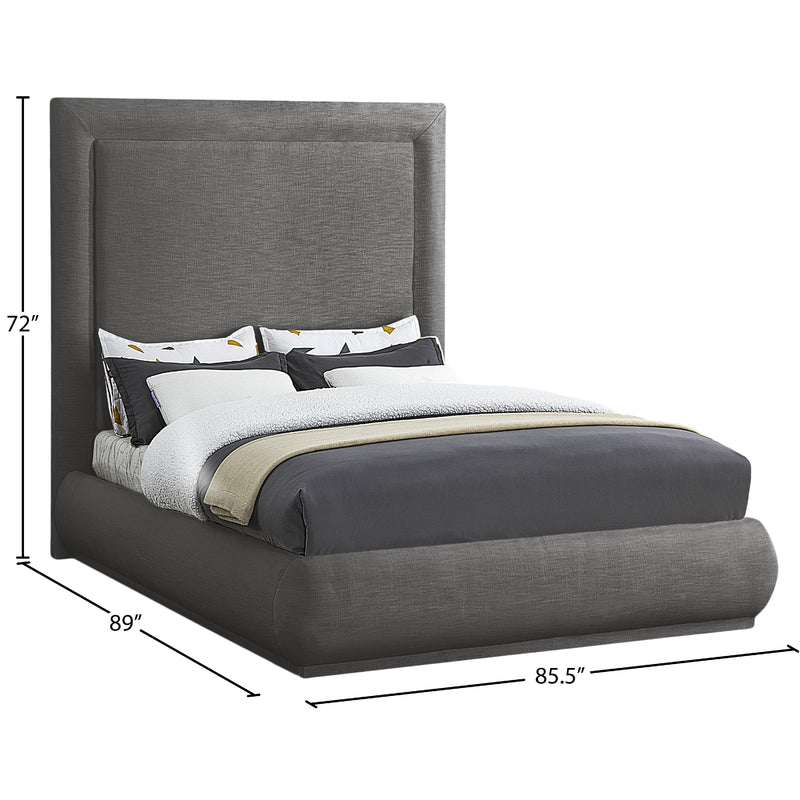 Meridian Brooke Grey Linen Textured Fabric King Bed IMAGE 8
