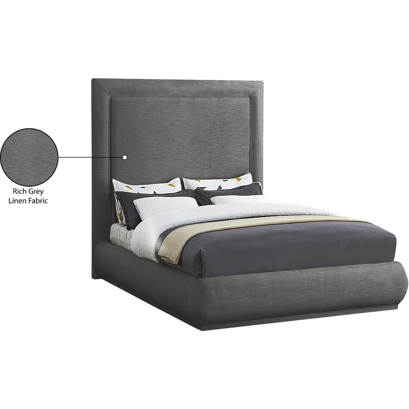 Meridian Brooke Grey Linen Textured Fabric King Bed IMAGE 9