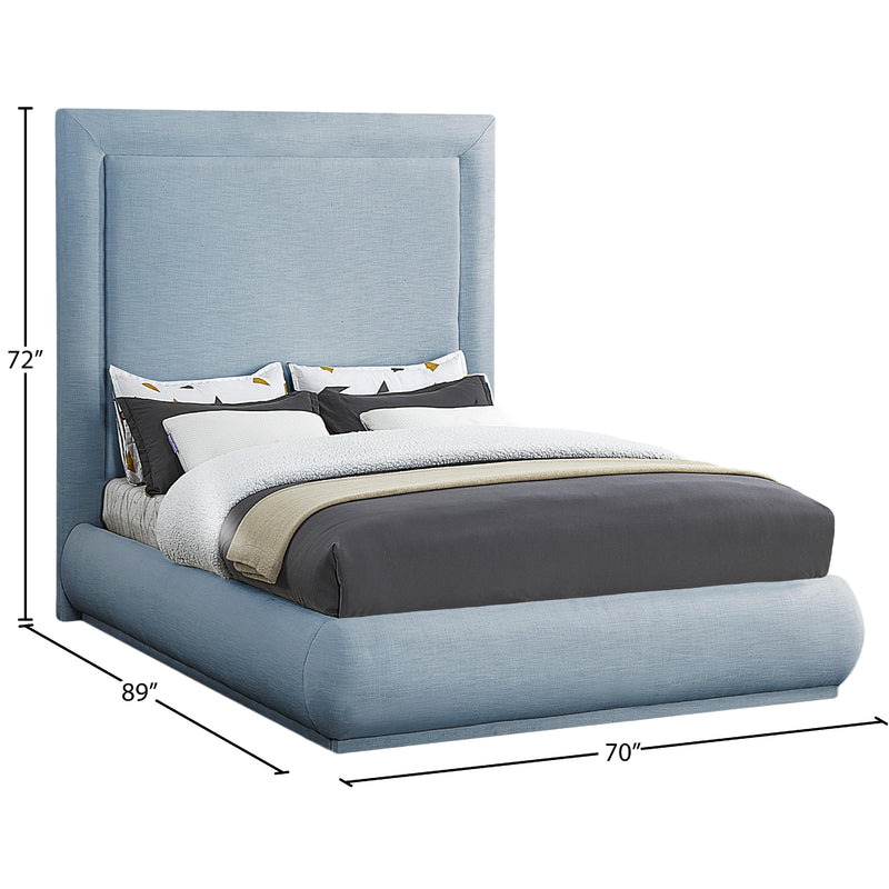 Meridian Brooke Light Blue Linen Textured Fabric Queen Bed IMAGE 8