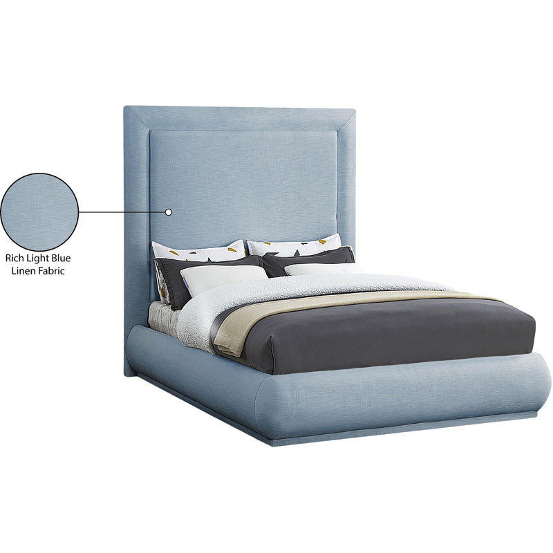 Meridian Brooke Light Blue Linen Textured Fabric Queen Bed IMAGE 9