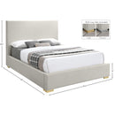 Meridian Crosby Beige Linen Textured Fabric Full Bed IMAGE 16