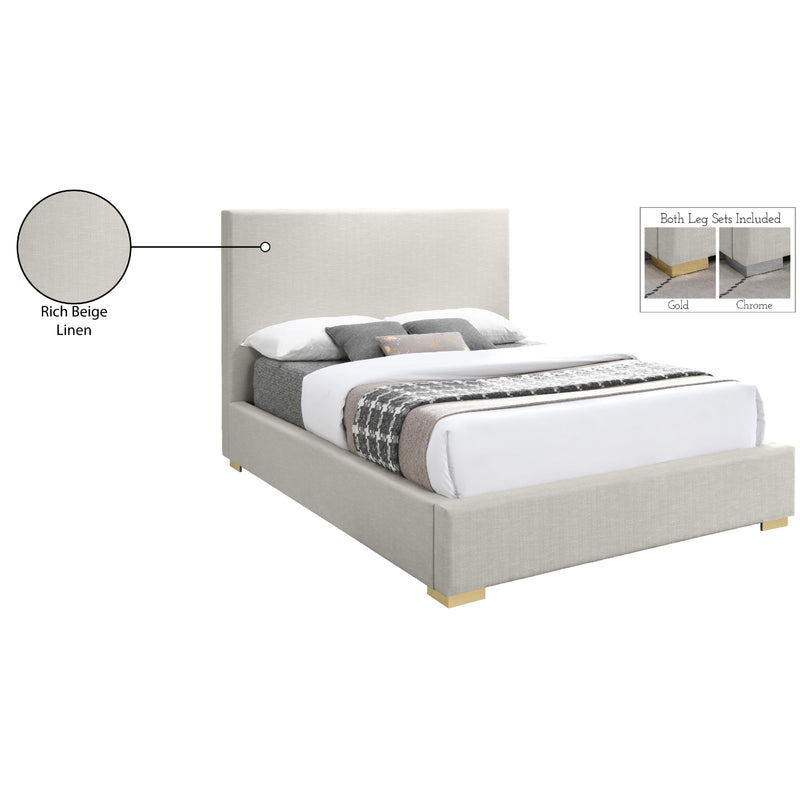 Meridian Crosby Beige Linen Textured Fabric Full Bed IMAGE 17