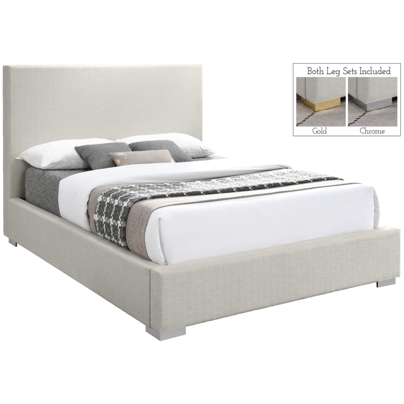 Meridian Crosby Beige Linen Textured Fabric Full Bed IMAGE 2