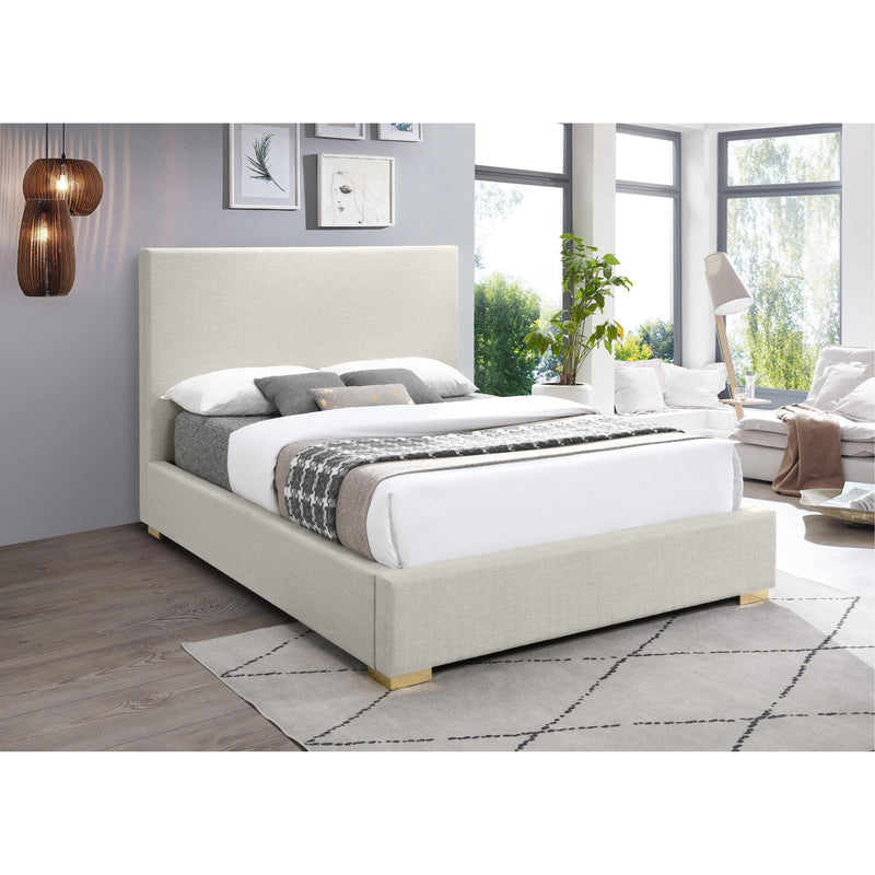 Meridian Crosby Beige Linen Textured Fabric Full Bed IMAGE 3