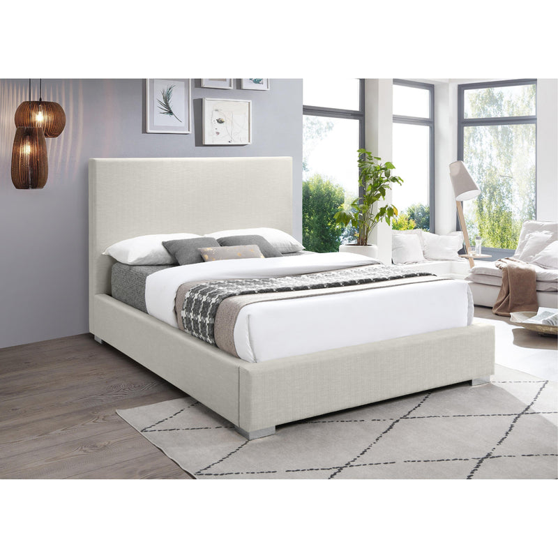 Meridian Crosby Beige Linen Textured Fabric Full Bed IMAGE 4