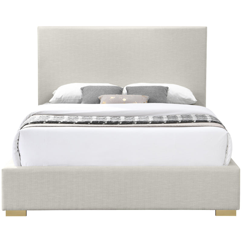 Meridian Crosby Beige Linen Textured Fabric Full Bed IMAGE 5