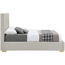 Meridian Crosby Beige Linen Textured Fabric Queen Bed IMAGE 9