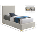 Meridian Crosby Beige Linen Textured Fabric Twin Bed IMAGE 16