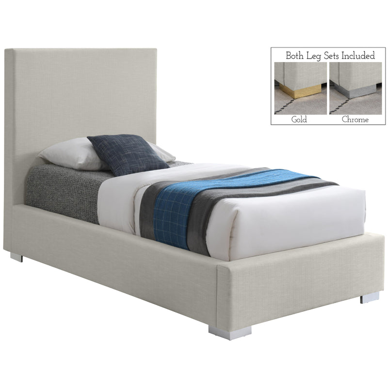 Meridian Crosby Beige Linen Textured Fabric Twin Bed IMAGE 2
