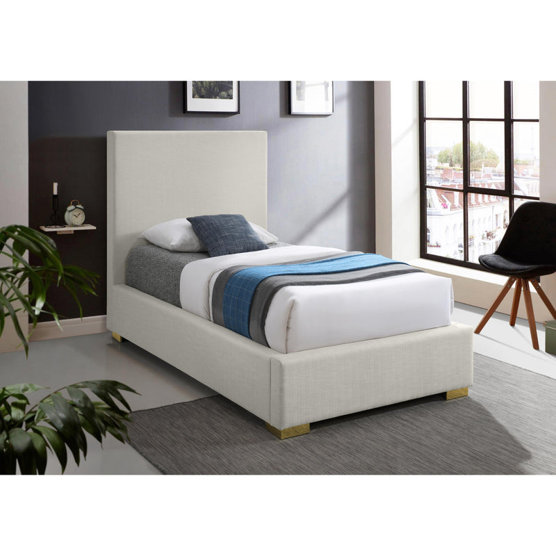 Meridian Crosby Beige Linen Textured Fabric Twin Bed IMAGE 3