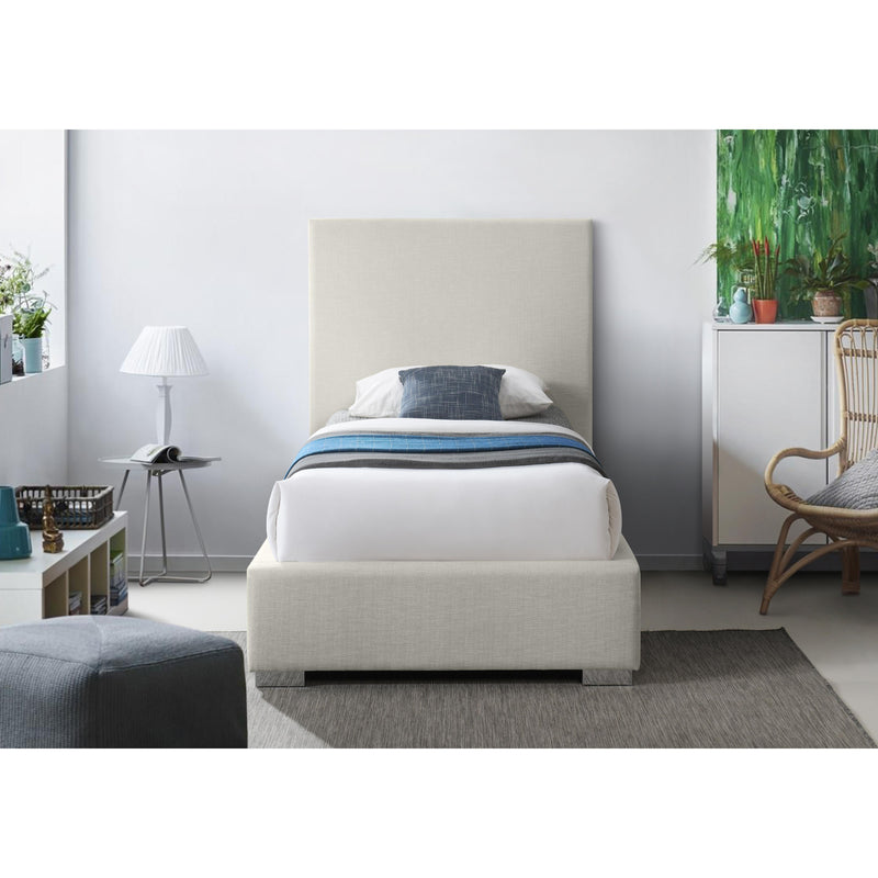 Meridian Crosby Beige Linen Textured Fabric Twin Bed IMAGE 8