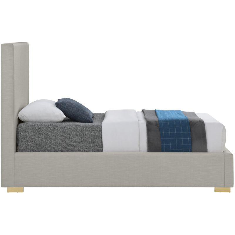Meridian Crosby Beige Linen Textured Fabric Twin Bed IMAGE 9