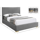 Meridian Crosby Grey Linen Textured Fabric Full Bed IMAGE 16