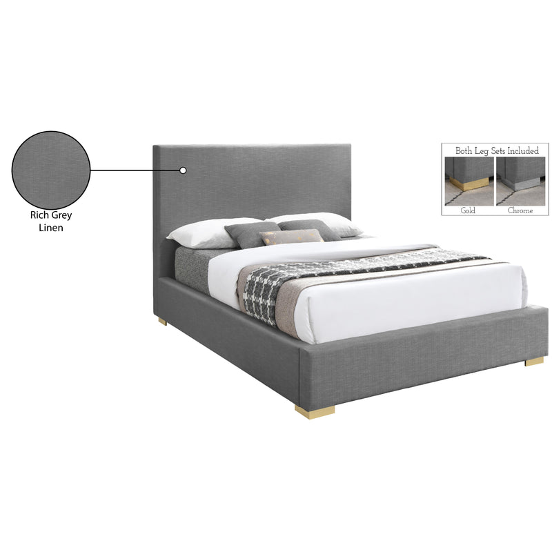 Meridian Crosby Grey Linen Textured Fabric Full Bed IMAGE 17