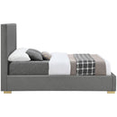 Meridian Crosby Grey Linen Textured Fabric Full Bed IMAGE 9