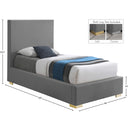 Meridian Crosby Grey Linen Textured Fabric Twin Bed IMAGE 16