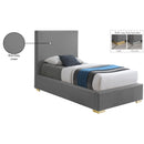 Meridian Crosby Grey Linen Textured Fabric Twin Bed IMAGE 17