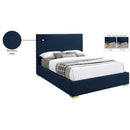 Meridian Crosby Navy Linen Textured Fabric Full Bed IMAGE 17