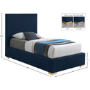 Meridian Crosby Navy Linen Textured Fabric Twin Bed IMAGE 16