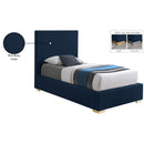 Meridian Crosby Navy Linen Textured Fabric Twin Bed IMAGE 17