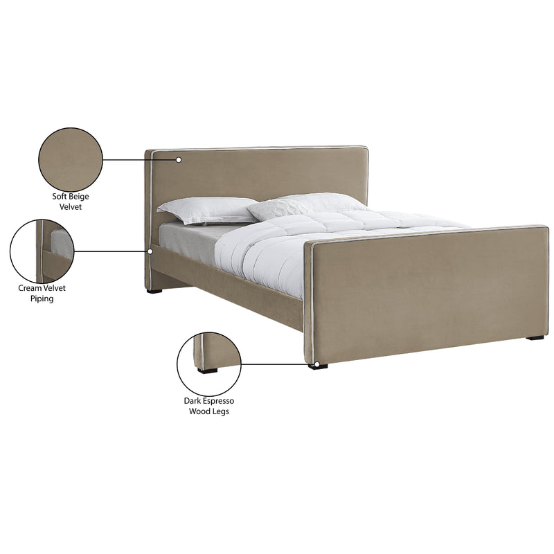 Meridian Dillard Beige Velvet King Bed IMAGE 8