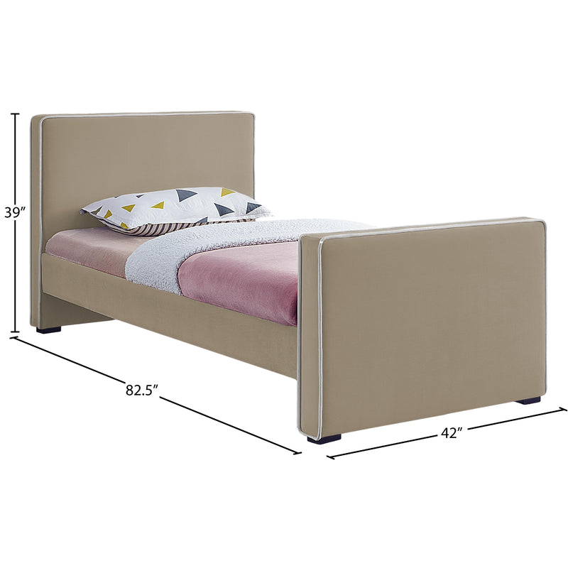 Meridian Dillard Beige Velvet Twin Bed IMAGE 7