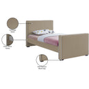 Meridian Dillard Beige Velvet Twin Bed IMAGE 8