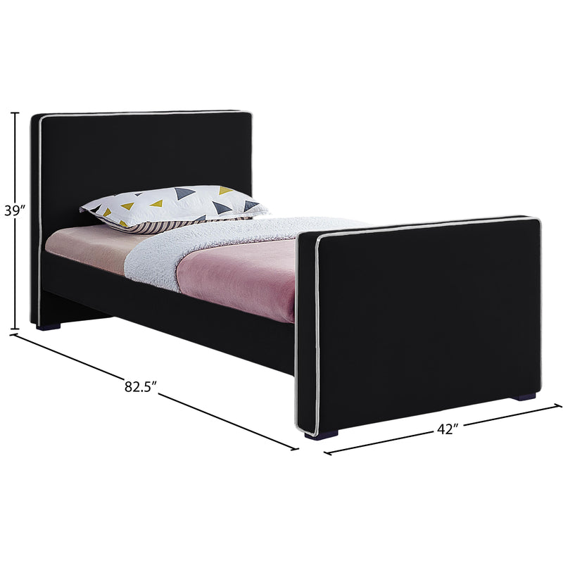 Meridian Dillard Black Velvet Twin Bed IMAGE 7
