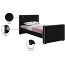 Meridian Dillard Black Velvet Twin Bed IMAGE 8