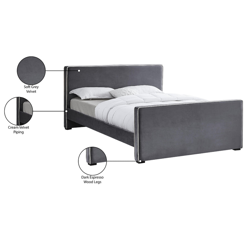 Meridian Dillard Grey Velvet King Bed IMAGE 8