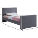 Meridian Dillard Grey Velvet Twin Bed IMAGE 7