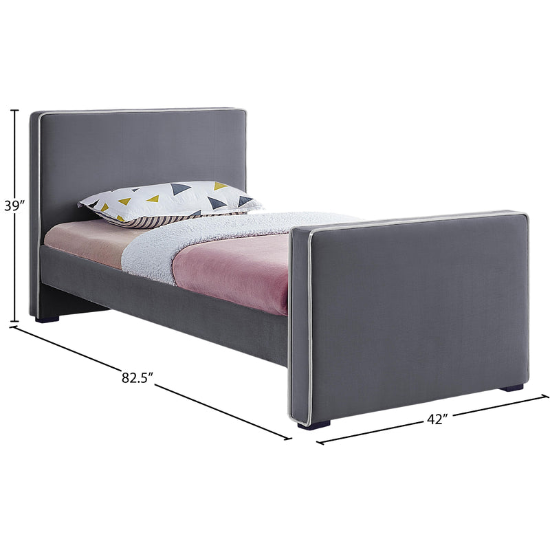 Meridian Dillard Grey Velvet Twin Bed IMAGE 7