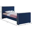Meridian Dillard Navy Velvet Twin Bed IMAGE 7