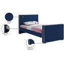 Meridian Dillard Navy Velvet Twin Bed IMAGE 8