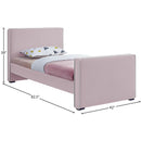 Meridian Dillard Pink Velvet Twin Bed IMAGE 7