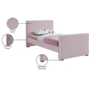 Meridian Dillard Pink Velvet Twin Bed IMAGE 8