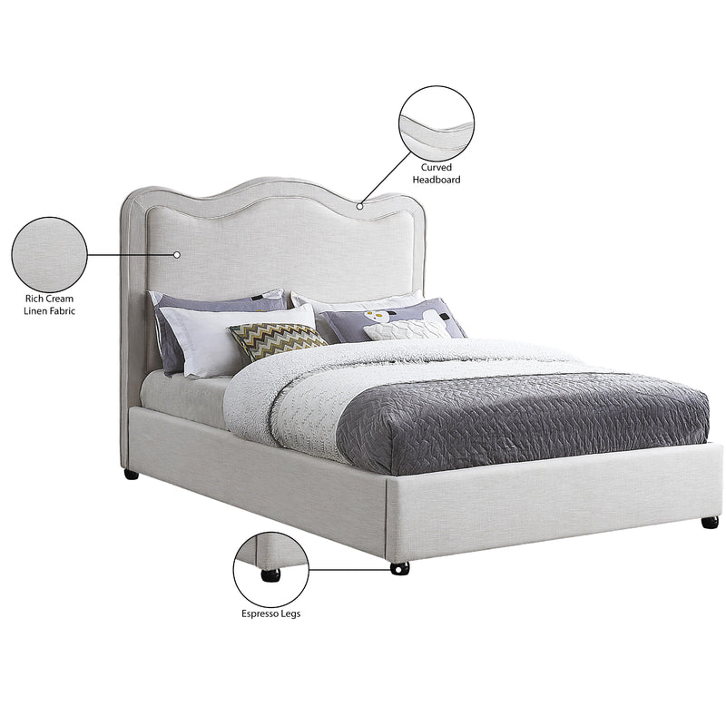 Meridian Felix Cream Linen Textured Fabric King Bed IMAGE 9