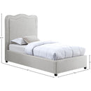 Meridian Felix Cream Linen Textured Fabric Twin Bed IMAGE 8