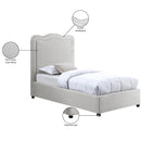 Meridian Felix Cream Linen Textured Fabric Twin Bed IMAGE 9