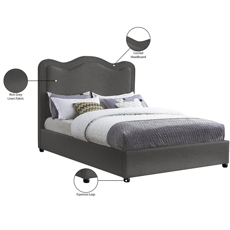 Meridian Felix Grey Linen Textured Fabric King Bed IMAGE 9