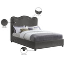 Meridian Felix Grey Linen Textured Fabric Queen Bed IMAGE 9